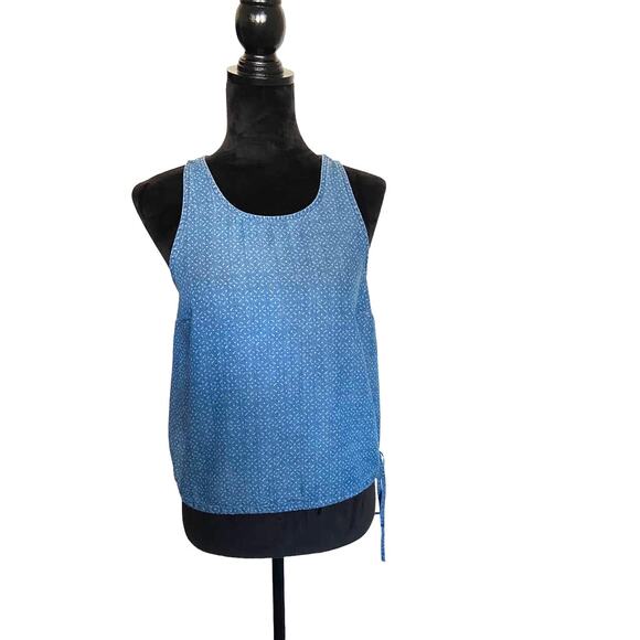 Universal Thread Chambray Printed Top Blue Women's S New - Picture 1 of 7